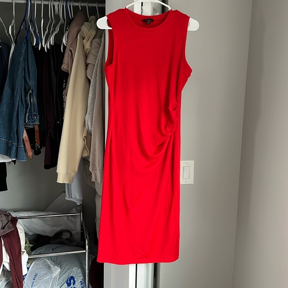 Banana Republic Red Ruched Cotton Dress, NWOT - Picture 2 of 6